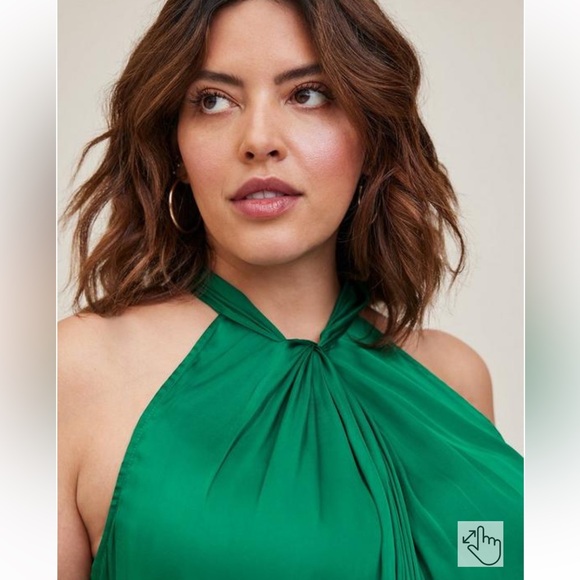 Torrid Satin Knot Front High Neck Tank - Picture 2 of 9